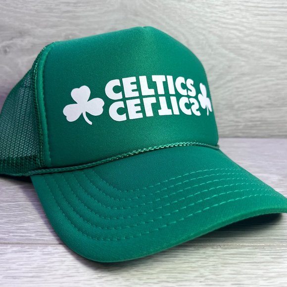 NEW VINTAGE STYLE BOSTON CELTICS CLOVER KELLY GREEN TRUCKER HAT CAP ADULT S… - Picture 1 of 3